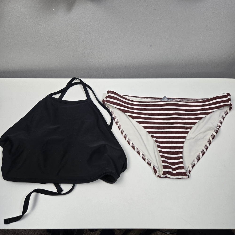 Aerie Cream and Maroon Bikini